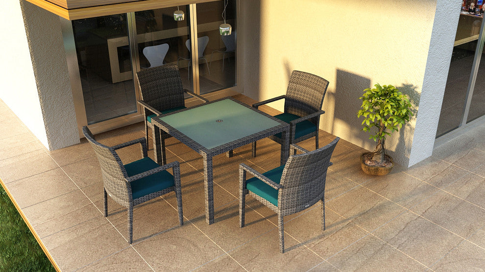 District 5 Piece Arm Dining Set, Spectrum Peacock