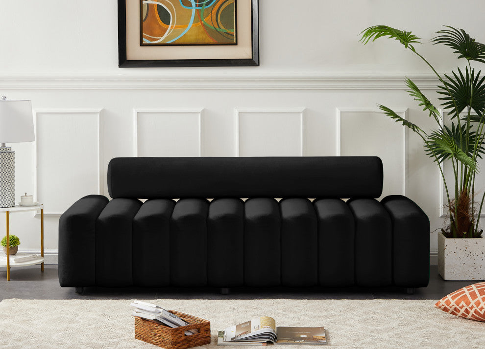 Melody Velvet Upholstered Chair, Black, Sofa