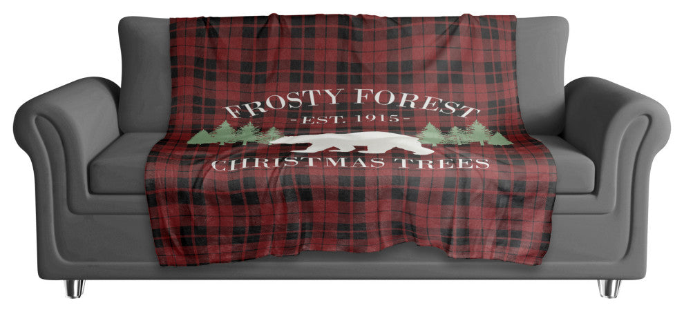 Frosty Forest Christmas Trees 50x60 Sherpa Fleece Blanket