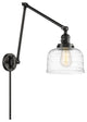 Bell Swing Arm With Switch, Matte Black, Clear Deco Swirl, Clear Deco Swirl