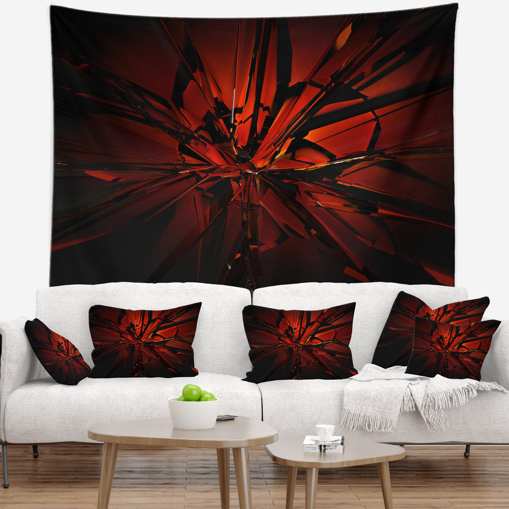 Beautiful Red 3D Crystal Design Abstract Wall Tapestry, 60"x50"