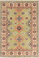 Traditional Pakistani Kazak Hand-Knotted Oriental Area Rug, Green, 4'0"X2'9"