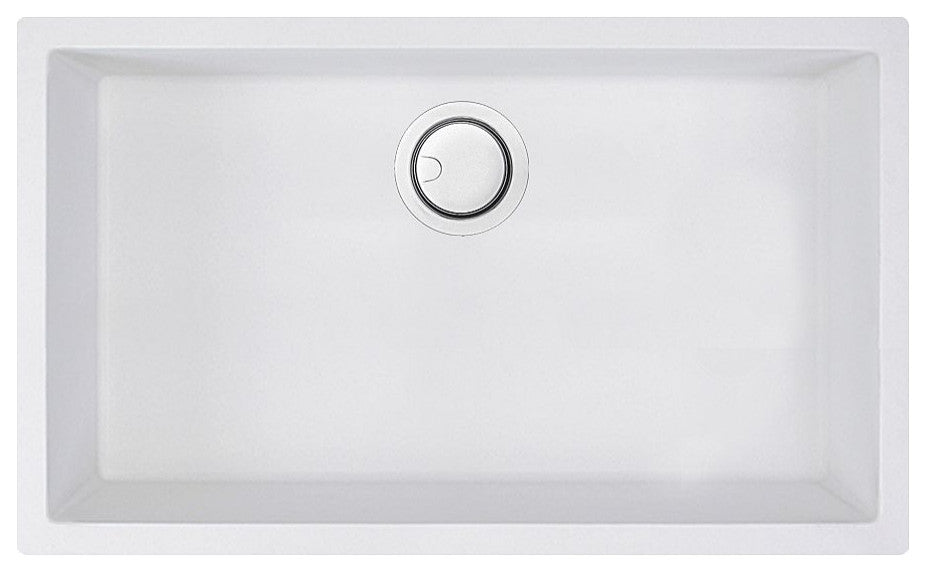Transolid Zero 30"x18" silQ Granite Single Bowl Kitchen Sink, Total White