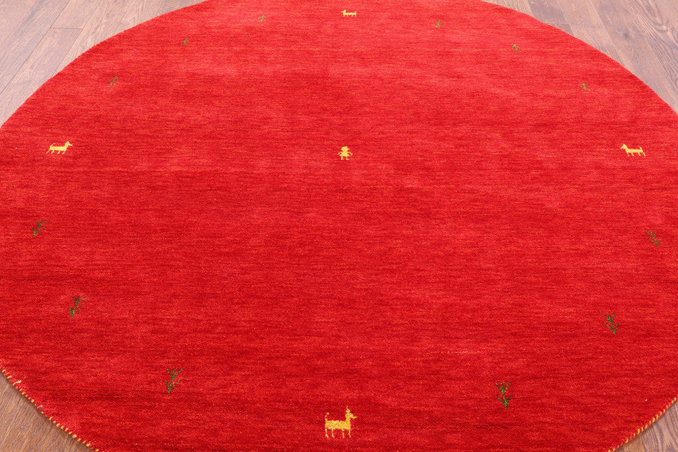 7' Round Hand Knotted Persian Gabbeh Wool Area Rug Q4313