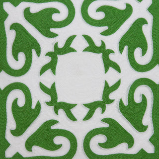 Ceti Traditional Green and White Pillow Cover With Poly Insert