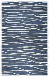 Rizzy Home Idyllic ID970A Navy Lines Area Rug, Rectangular 8'x10'