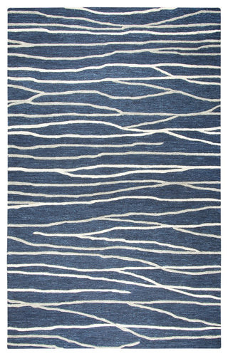Rizzy Home Idyllic ID970A Navy Lines Area Rug, Rectangular 8'x10'
