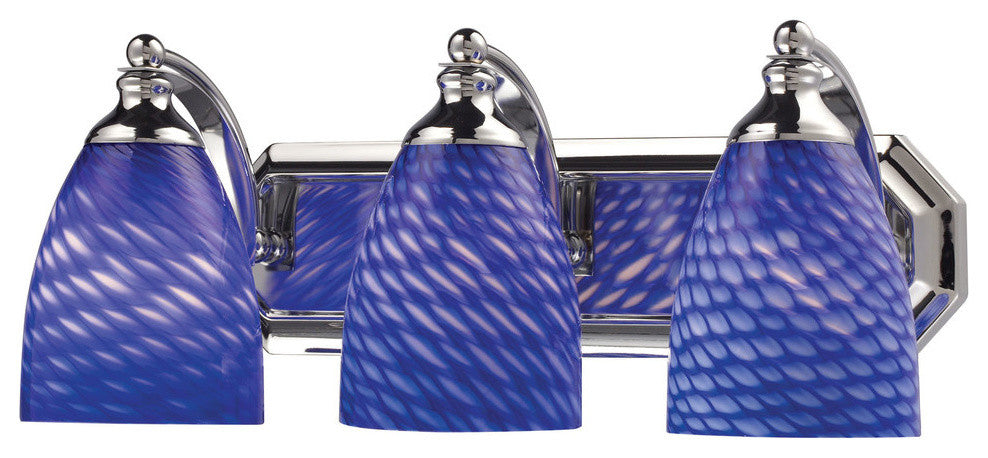 3-Light Vanity, Polished Chrome, Sapphire Glass