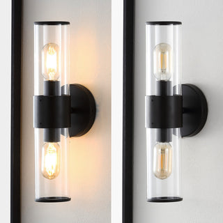 Quinn 15.5" 2-Light Modern Iron/Acrylic LED Sconce, Oil Rubbed Bronze/Clear