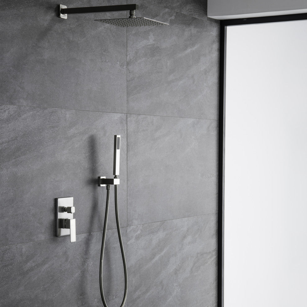 Givingtree Wall Mounted Square Rainfall Shower System with Valve 10 in