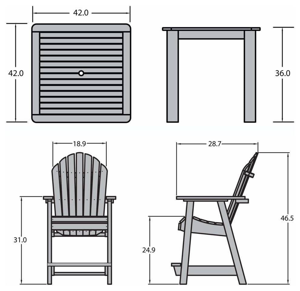 Hamilton 5-Piece Square Counter-Height Dining Set, White