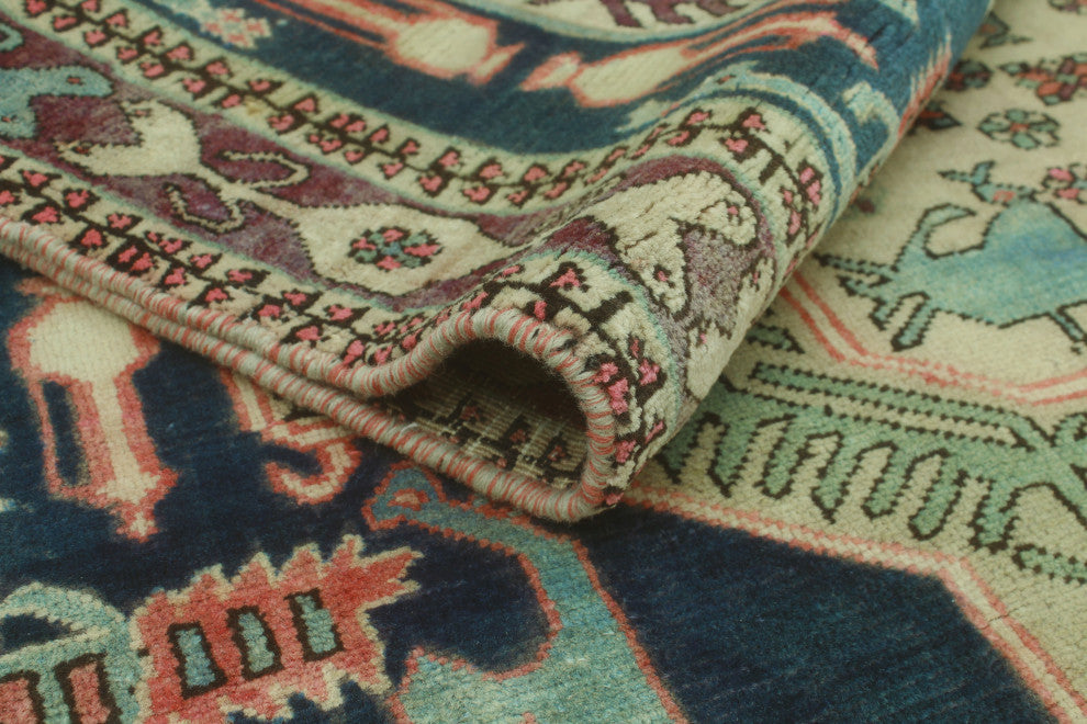 Fine Vintage Distressed Cristian Blue/Purple Runner, 4'9x10'11