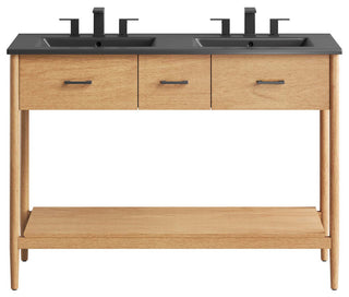 Zaire 48" Double Sink Bathroom Vanity - Natural Black