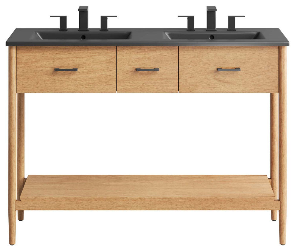 Zaire 48" Double Sink Bathroom Vanity - Natural Black