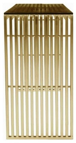 Maya Steel Console Table, Brushed Gold