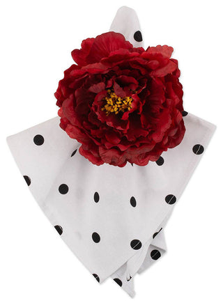 DII Peony Napkin Ring, Set of 4 Deep Red