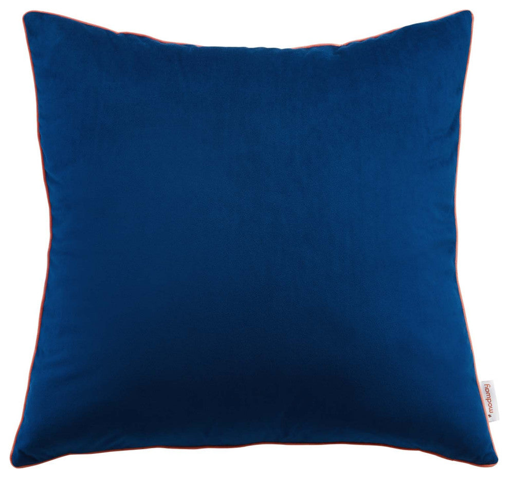 Accentuate 24" Performance Velvet Throw Pillow, Navy Blossom