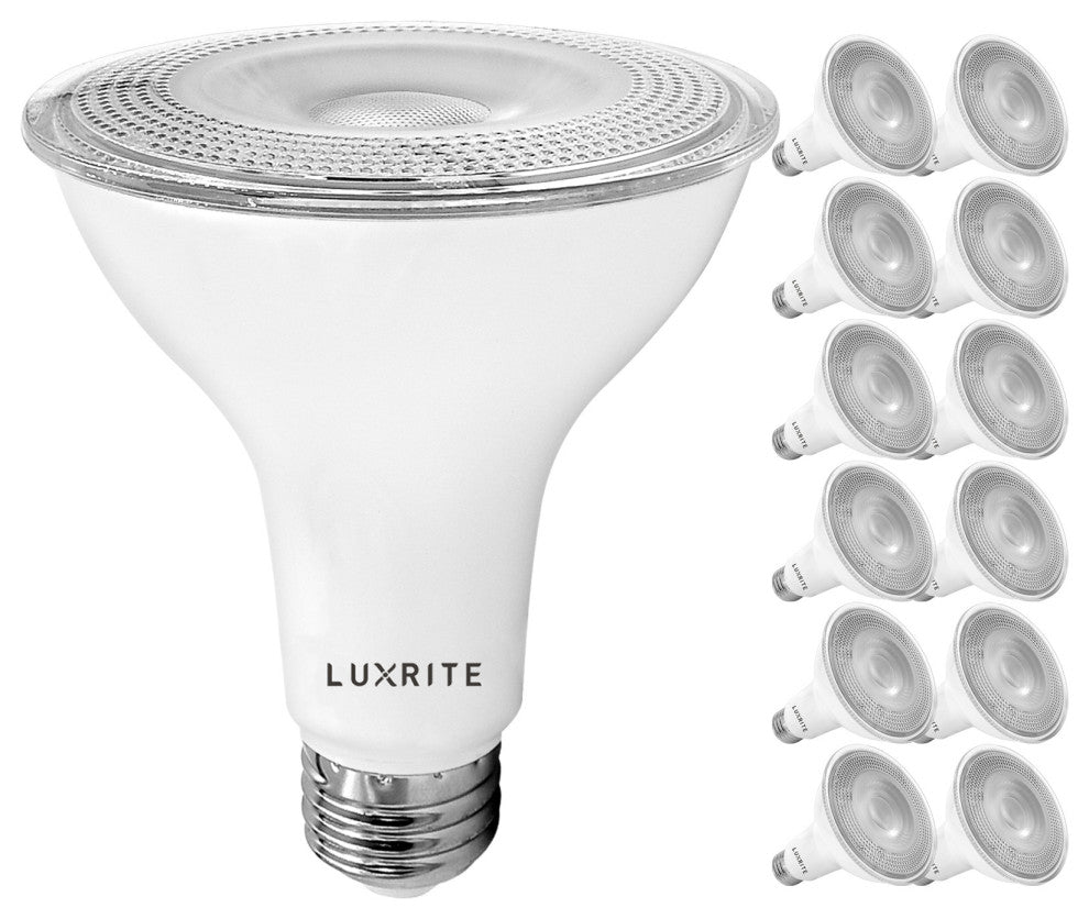 Luxrite LED PAR30 Flood Light Bulb 2700K Dimmable Wet Rated 12 Pack
