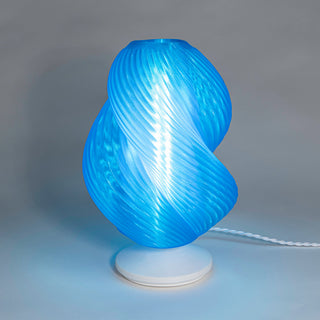 13.5" Coastal Plant-Based PLA 3D Printed Dimmable LED Table Lamp, Blue
