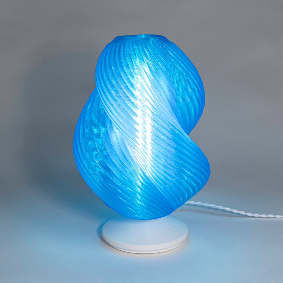 13.5" Coastal Plant-Based PLA 3D Printed Dimmable LED Table Lamp, Blue
