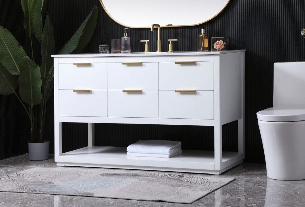 Louie 54" SIngle Bathroom Vanity, White