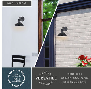 Buena Park 1-Light Dusk to Dawn Black Dome Barn Wall Lantern