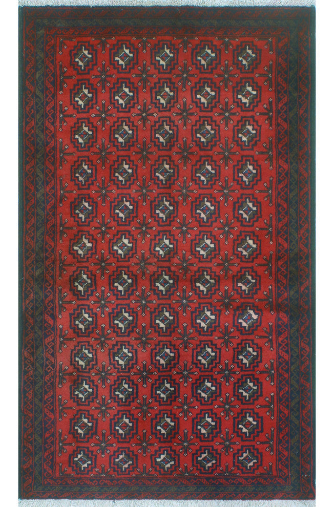 Vintage Distressed Hadier Red/Navy Rug, 3'6x6'0