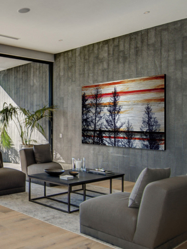 "Red Striped Sky" Print on Brushed Aluminum, 36"x24"