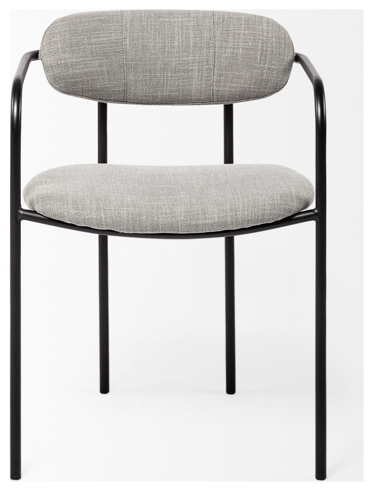 Parker Gray Fabric Seat Black Metal Dining Chair (Set of 2)