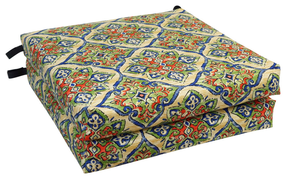 20"X19" Patterned Outdoor Chair Cushions, Set of 2, Splendor Festive