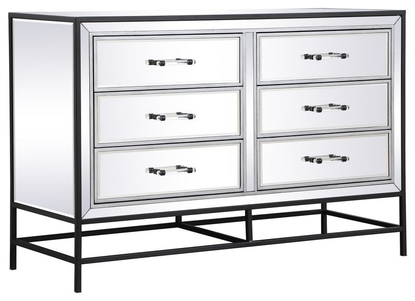 Bailee 34" Mirrored 5-Drawer Chest, Black