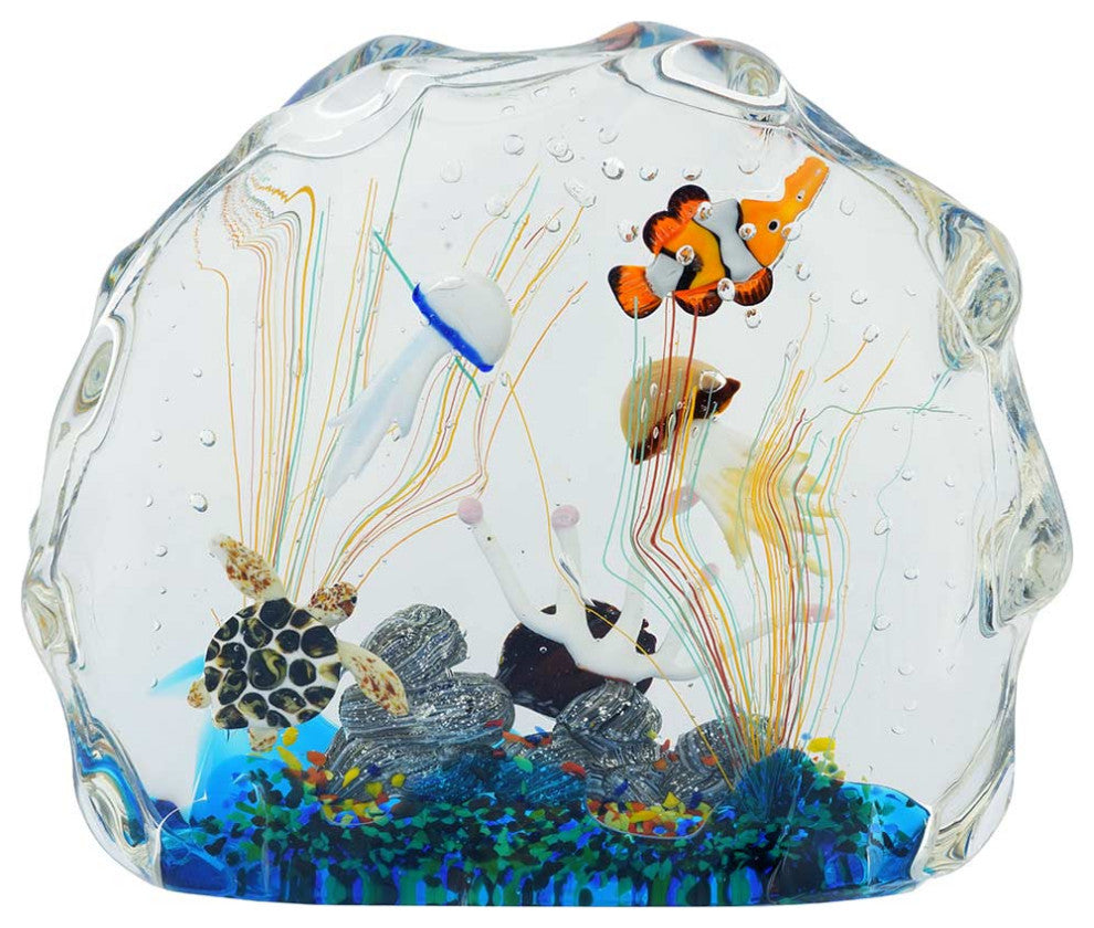 GlassOfVenice Large Murano Glass Aquarium With Fish And Sea Life