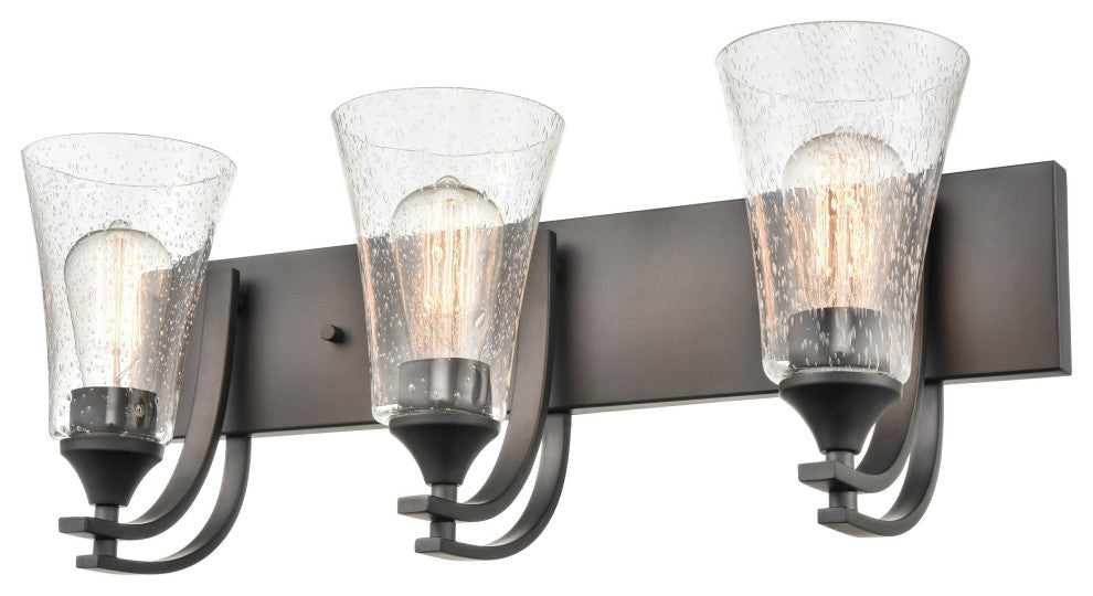 Natalie Collection 3 Light 24 in. Matte Black Bathroom Vanity Light