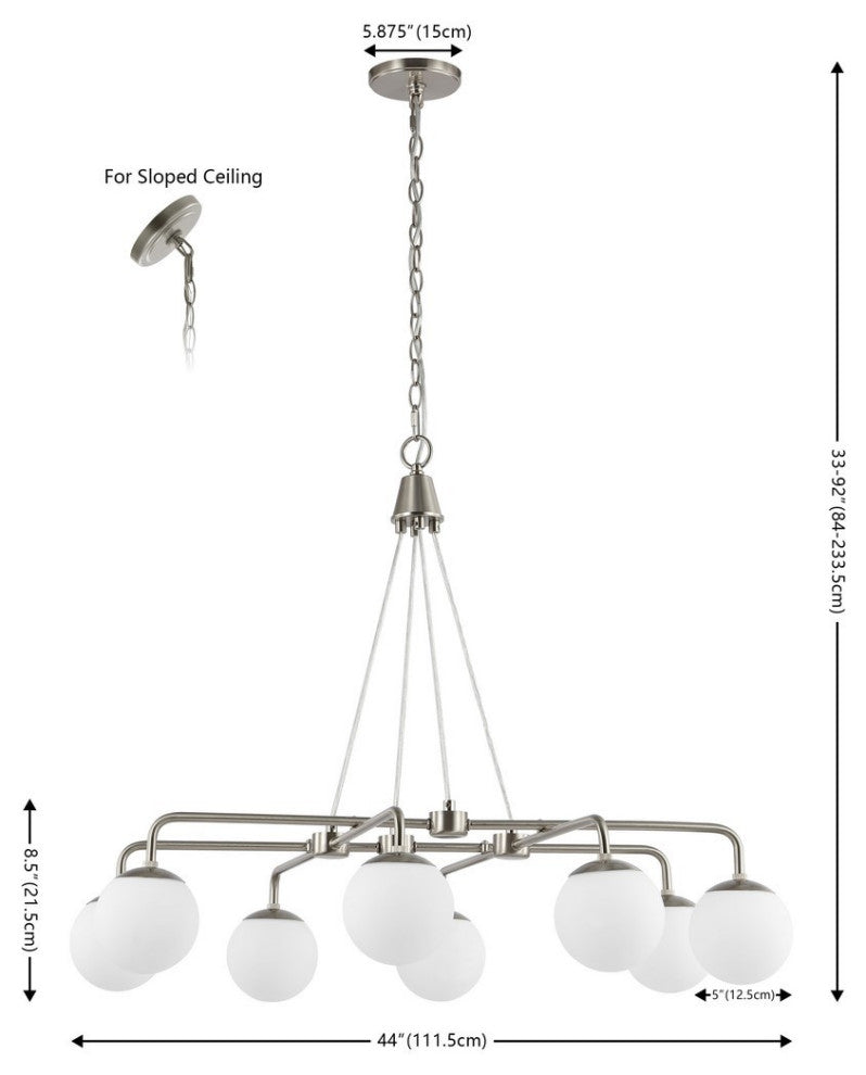 Safavieh Denneau 8Lt 35" Chandelier, Nickle