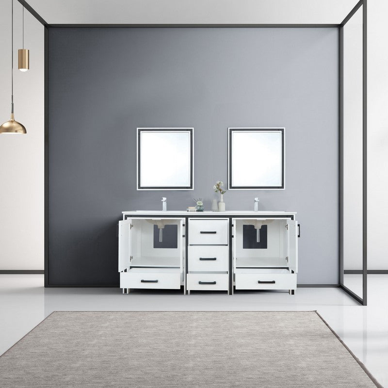 Ziva Transitional White 72" Double Vanity Set