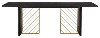 Monaco Black Wood Dining Table with Antique Brass Accent