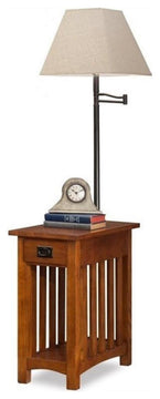 Leick Furniture Mission Chairside Solid Wood Lamp Table Medium in Oak