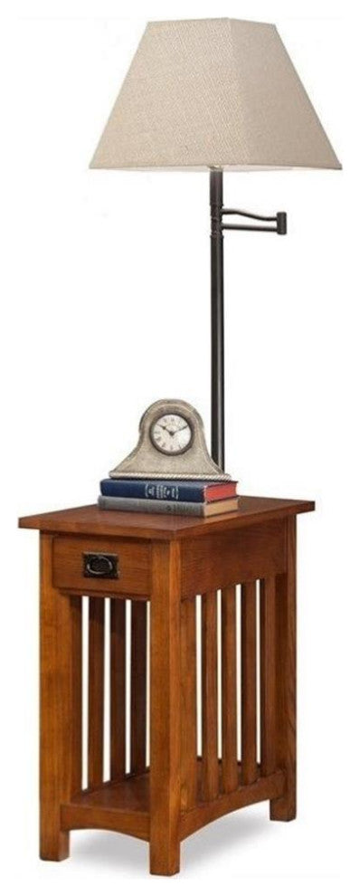 Leick Furniture Mission Chairside Solid Wood Lamp Table Medium in Oak