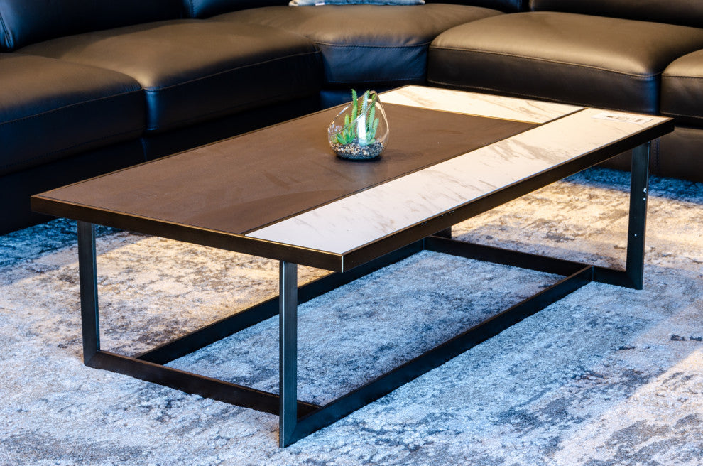 Modrest Fargo Modern Ceramic and Grey Walnut Coffee Table
