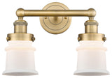 Canton 2-Light 14" Bath Vanity Light, Brushed Brass Finish, Matte White Shade