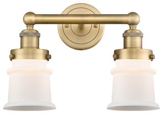 Canton 2-Light 14" Bath Vanity Light, Brushed Brass Finish, Matte White Shade