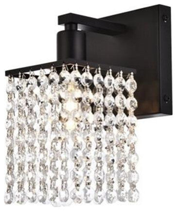 Living District Phineas 1-Light Metal Bath Sconce in Black and Clear