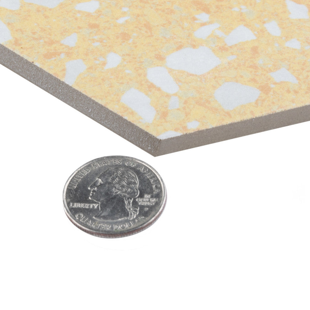 Venice Hex Yellow Porcelain Floor and Wall Tile Sample