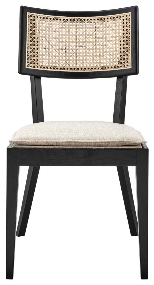 Caledonia Wood Dining Chair Set of 2, Black Beige