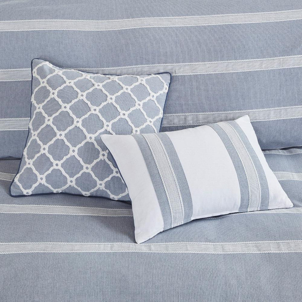 Madison Park Signature Noble Blue Oversized Duvet Cover Set w Removable Insert