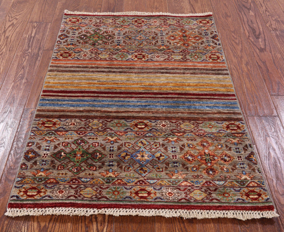2' 8" X 3' 9" Hand Knotted Khorjin Super Kazak Wool Rug Q7587