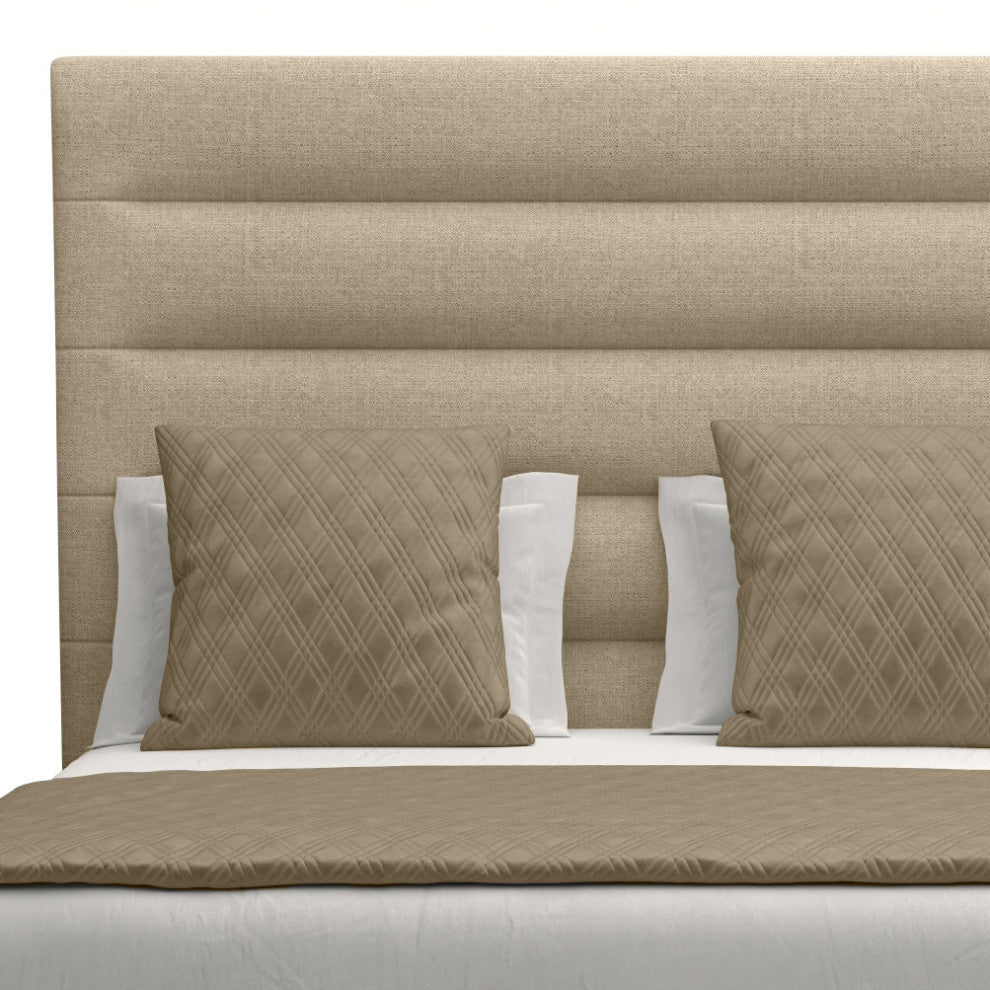 Nativa Interiors Moyra Horizontal Channel Bed, Flax, King, Medium 67"