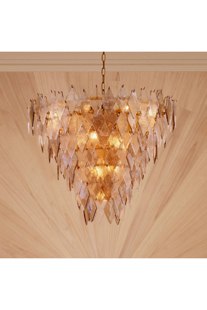 Sugared Glass Chandelier, Eichholtz Rhombus, Large