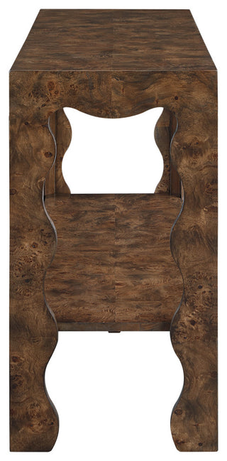 Vassa Burl Veneer Console Table, Brown
