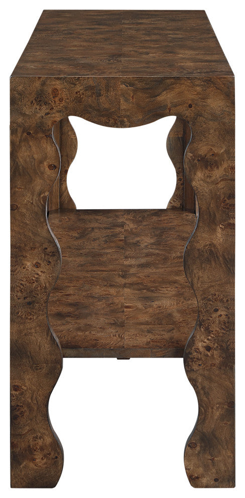 Vassa Burl Veneer Console Table, Brown